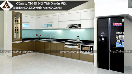 Tủ bếp Acrylic chữ l tủ bếp nhựa PVC Xuyên Việt