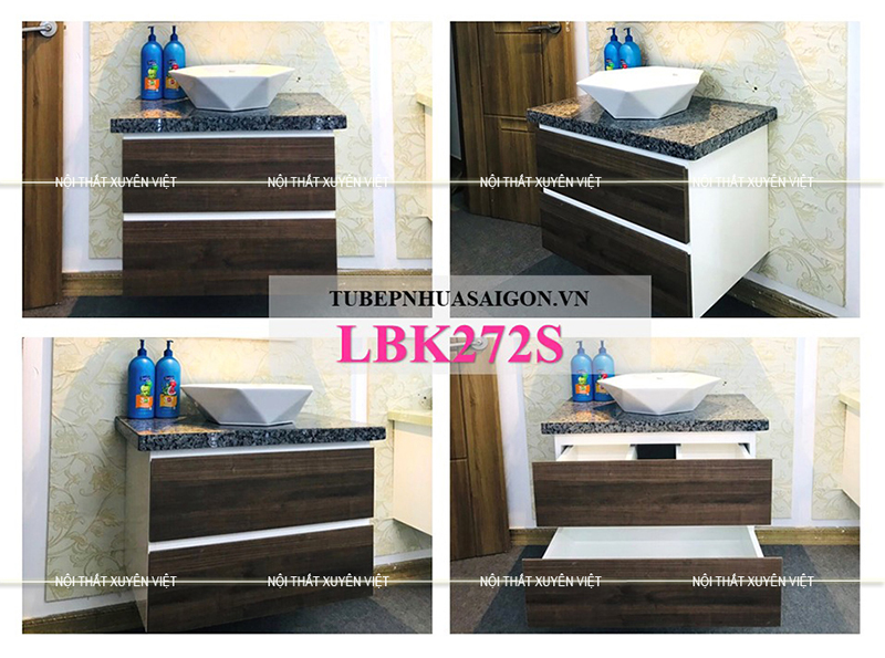 Tủ lavabo treo tường LBK272S vân gỗ có sẵn tại Xuyên Việt