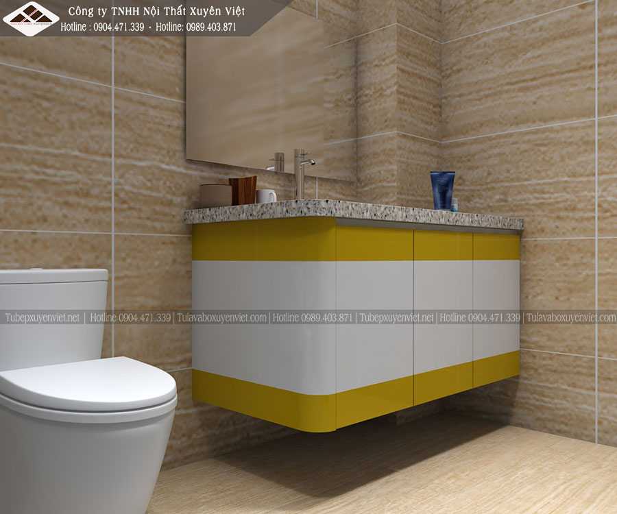 Rực rỡ với mẫu tủ chậu lavabo tone vàng đầy ấn tượng XVL806