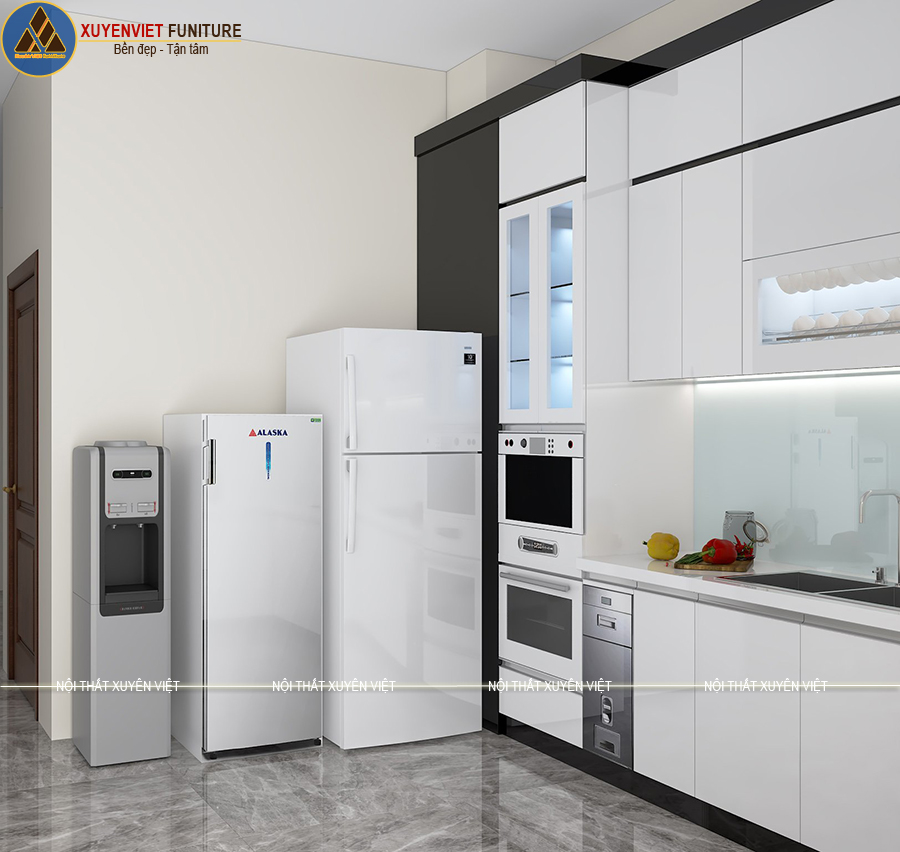 Tủ bếp cao cấp bằng nhựa PVC siêu đẹp nhà chị Thúy - quận 8