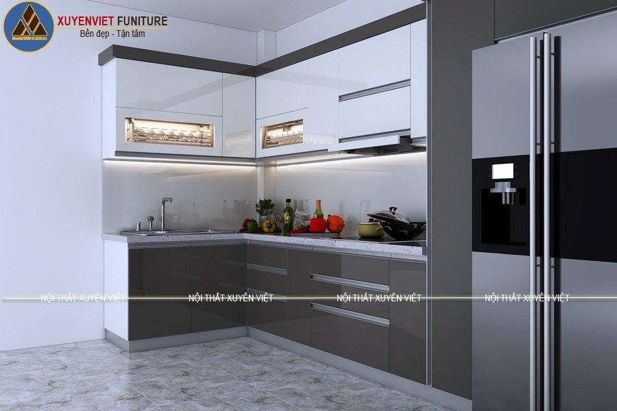 Tủ bếp đẹp bằng nhựa PVC nhà anh Lợi - Gò Vấp