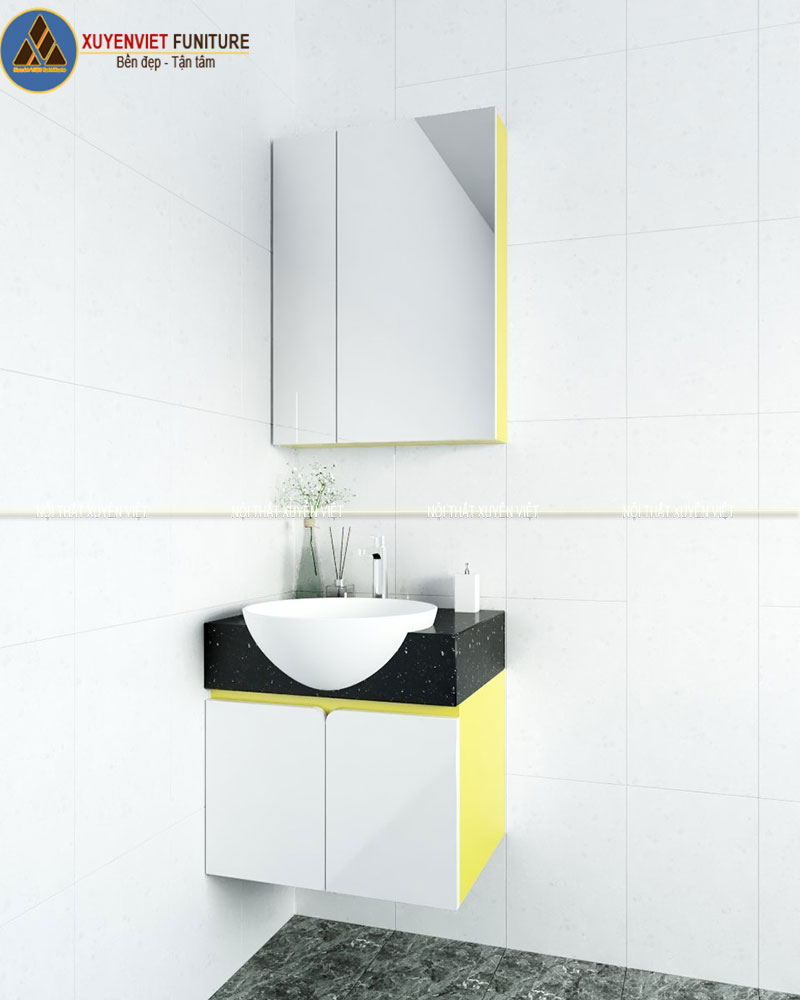 Tủ lavabo nhựa XVL770 màu sắc tươi sáng Xuyên Việt thiết kế cho nhà anh Hoàn