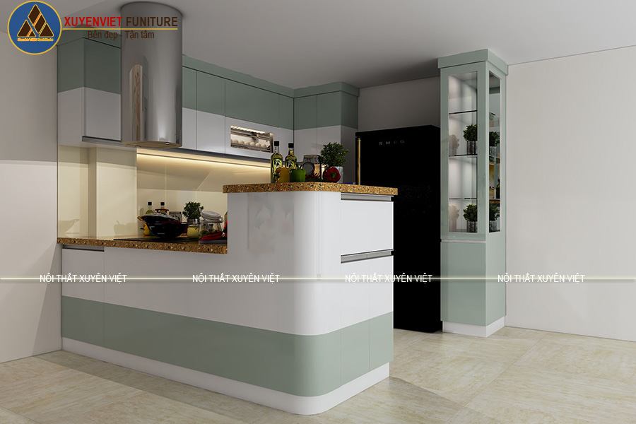 Tủ bếp nhựa hiện đại với thiết kế mới mẻ nhà chú Sơn- Quận 8