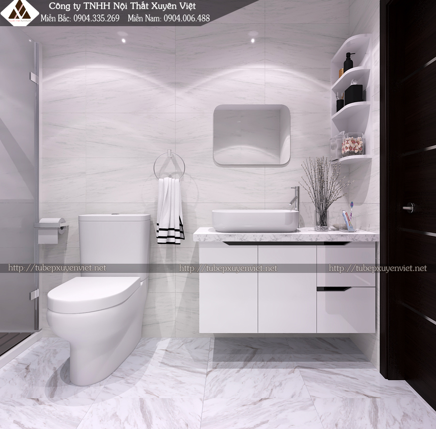 Tủ lavabo đẹp màu trắng XVL670 sang trọng
