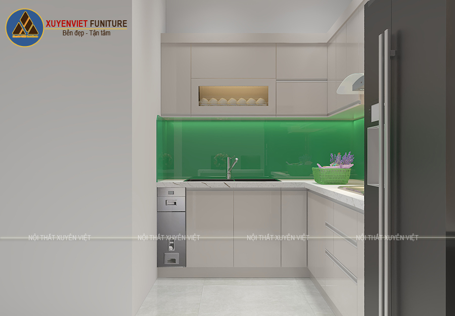 Hình ảnh mẫu tủ cao cấp, hiện đại phù hợp cho không gian phòng bếp chật hẹp