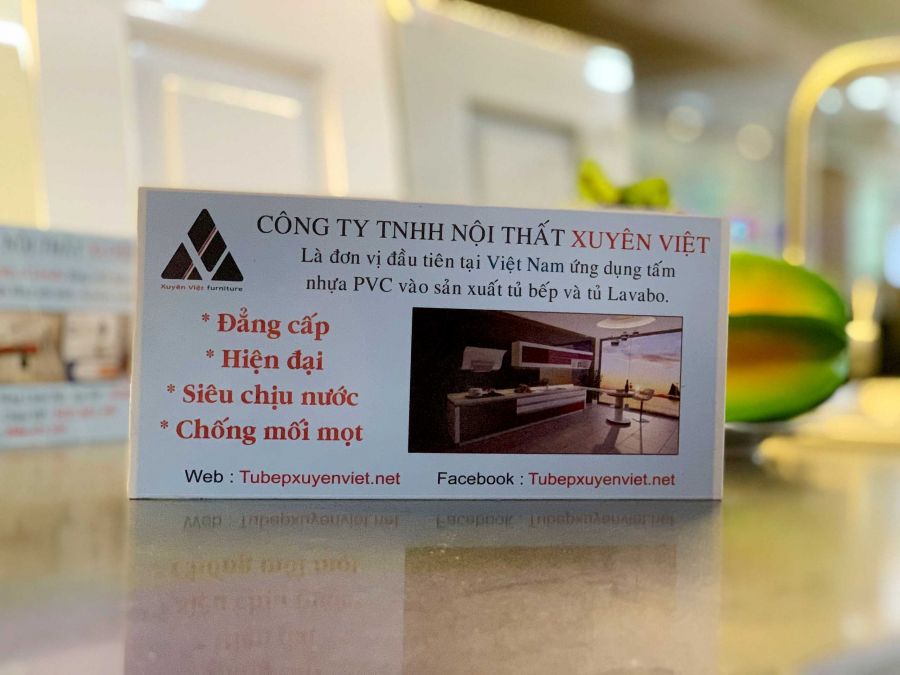 Hình ảnh tấm nhựa PVC được sử dụng làm tủ bếp tại Xuyên Việt