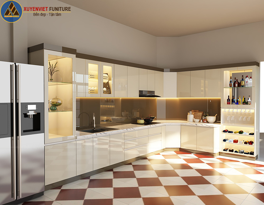 Thiết kế tủ bếp phủ acrylic đẳng cấp nhà cô Yến – Quận 9