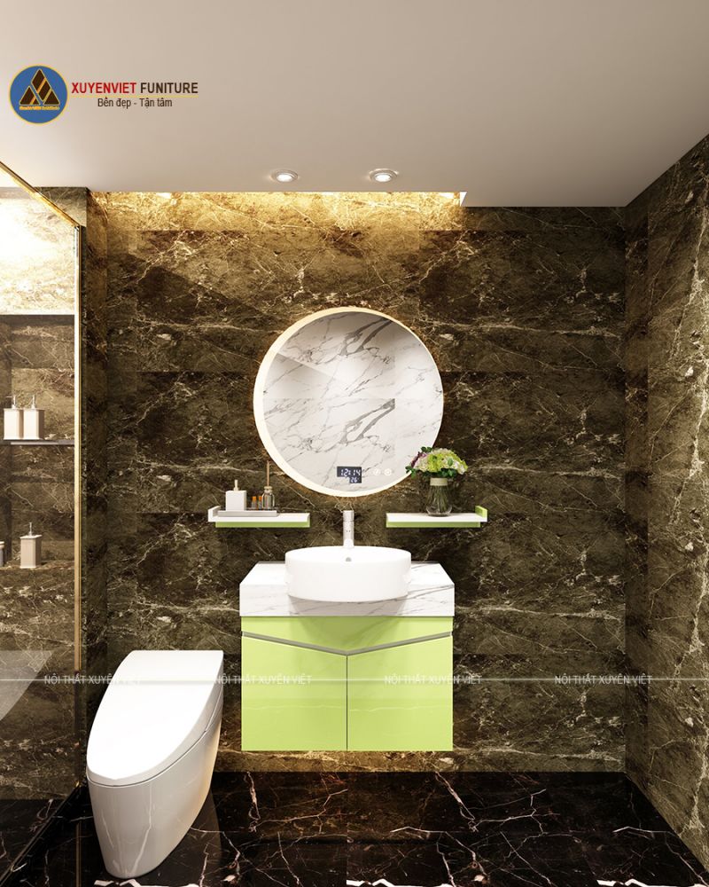 Hình ảnh tủ lavabo treo bằng nhựa bền đẹp kết hợp hệ gương đèn led XVL859