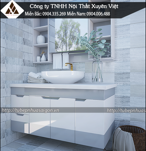 Mẫu tủ chậu lavabo Xuyên Việt cho phòng tắm sáng đẹp