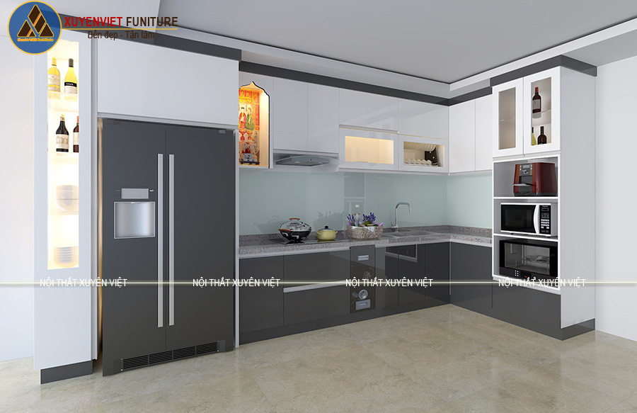 Thiết kế thi công tủ bếp acrylic nhà anh Nguyên – Tân Bình