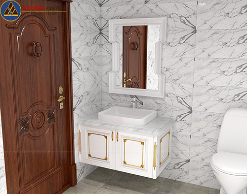 Hệ tủ chậu lavabo tân cổ điển dát vàng thời thượng XVL880 