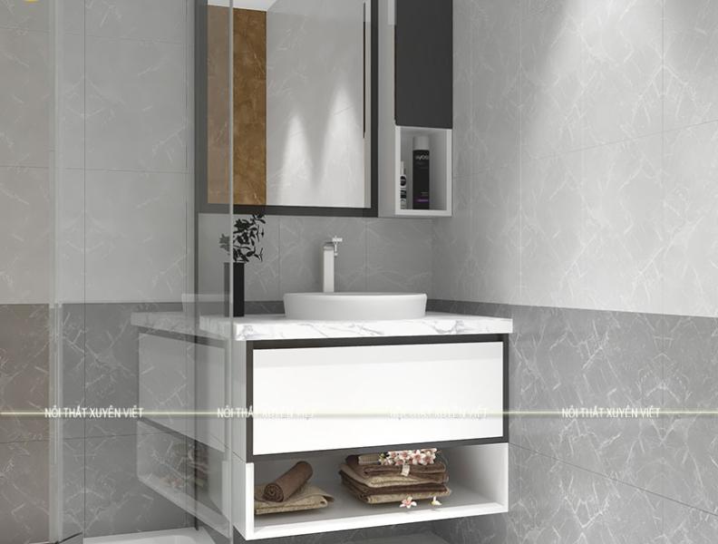   
          Tủ lavabo treo hiện đại tông ghi xám nhà anh Sơn_ Hà Nội