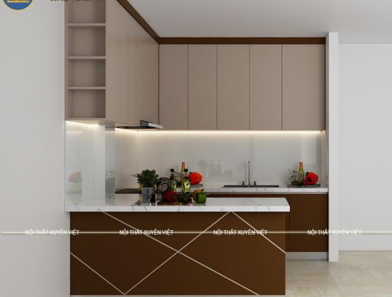   
          Tủ bếp cao cấp phủ laminate nhà cô Huyền - quận 7