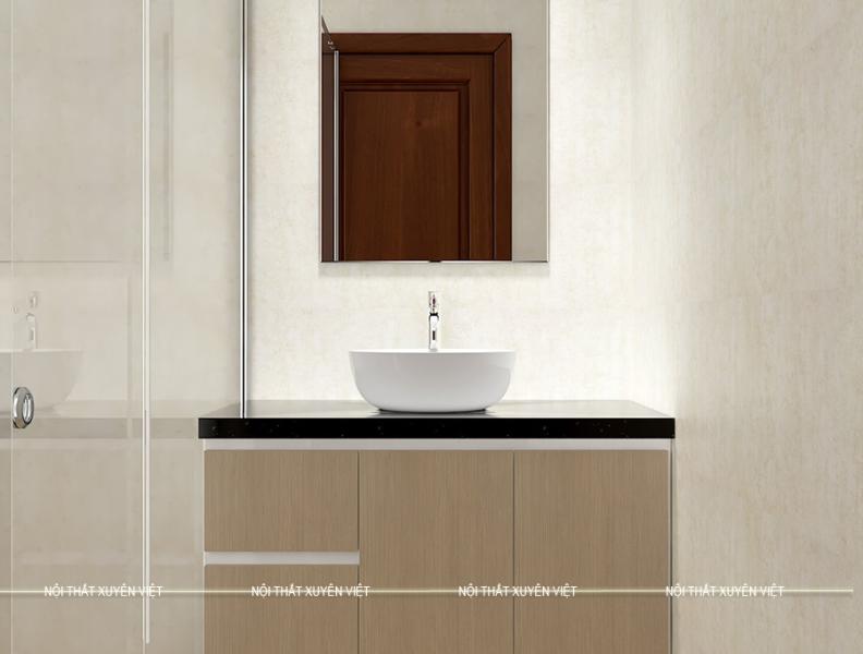   
          Mẫu tủ lavabo giả vân gỗ kiểu dáng treo tường XVL811