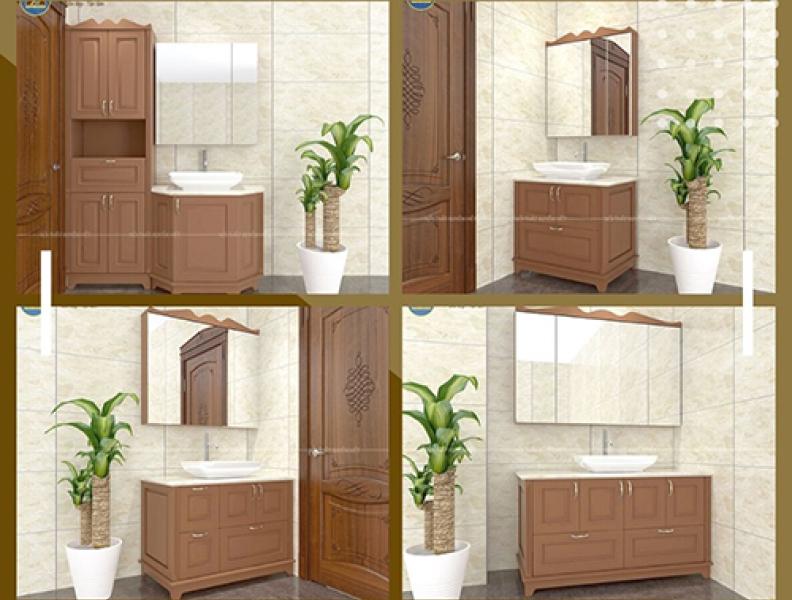   
          Hệ tủ lavabo nhựa cổ điển tone nâu XVL829 cực sang trọng