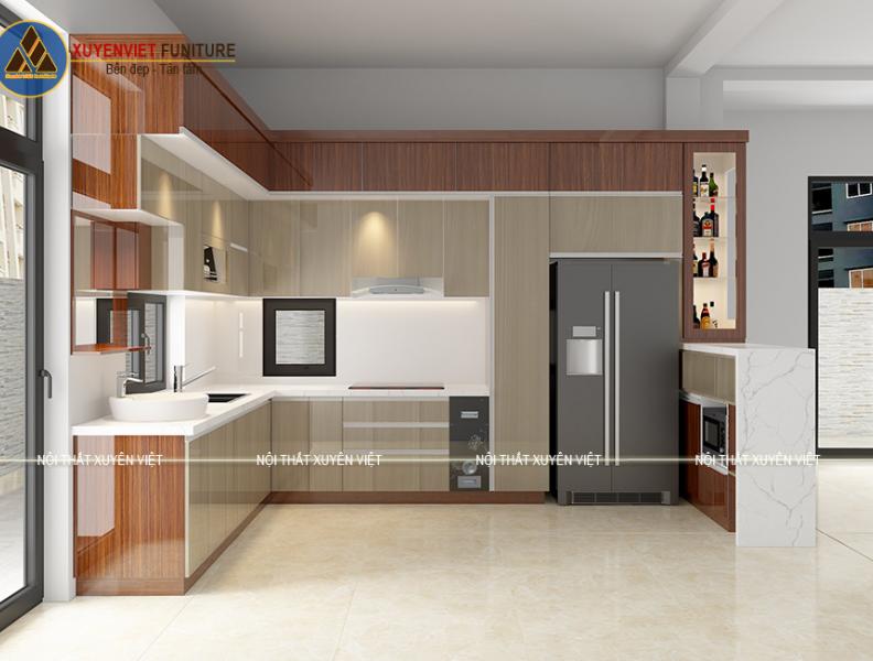   
          Combo tủ bếp kết hợp quầy bar và lavabo nhà chị Tuyết - Kiên Giang 