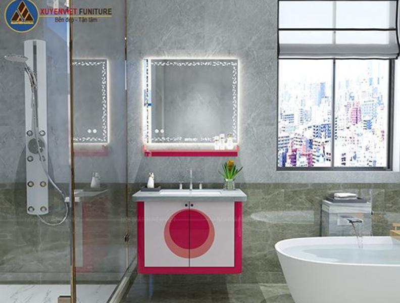   
          Mẫu tủ lavabo nhựa treo với tone hồng siêu ngọt ngào XVL851