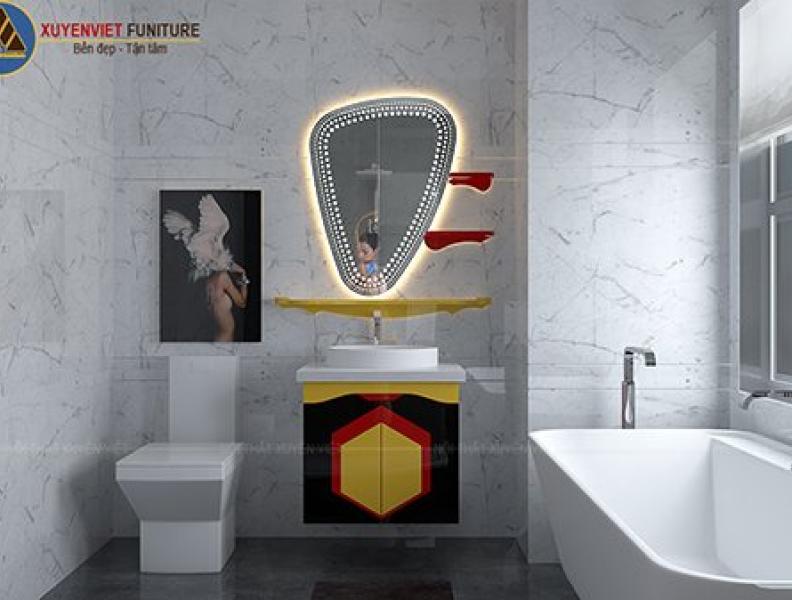   
          Thiết kế tủ lavabo treo với gương led độc đáo XVL863