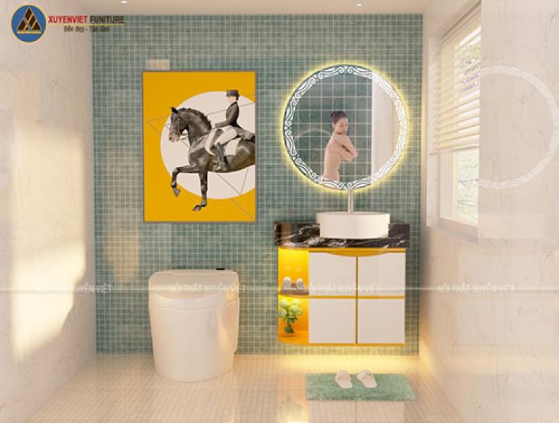   
          Phương án thiết kế tủ lavabo nhựa phủ sơn trắng vàng XVL874