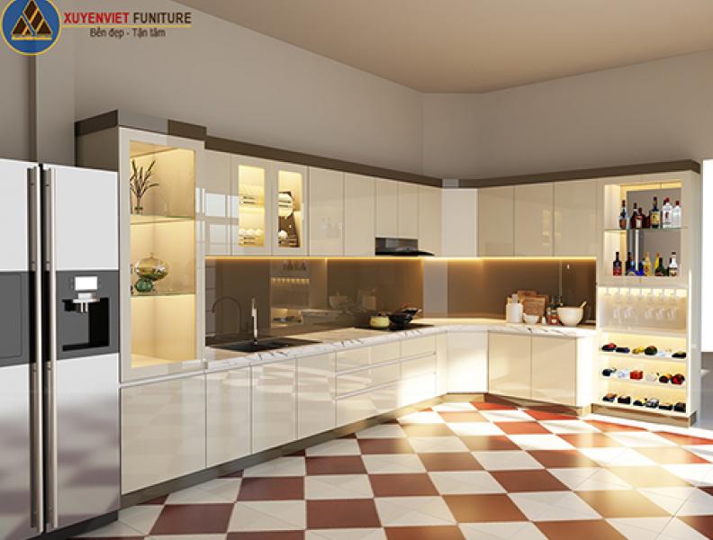 Thiết kế tủ bếp phủ acrylic đẳng cấp nhà cô Yến – Quận 9