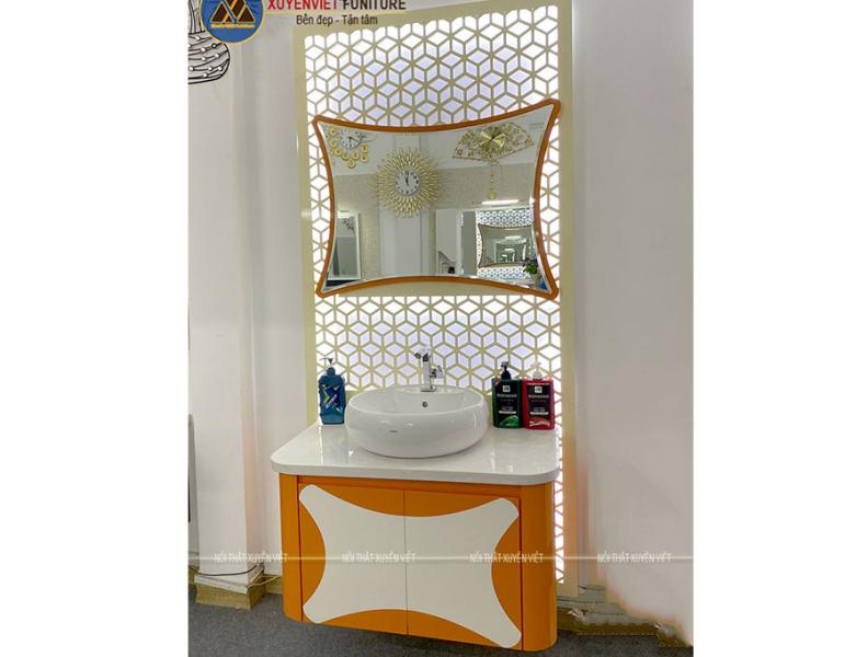   
          Tủ lavabo treo tường tông cam nổi bật LBK265S bán sẵn tại Xuyên Việt