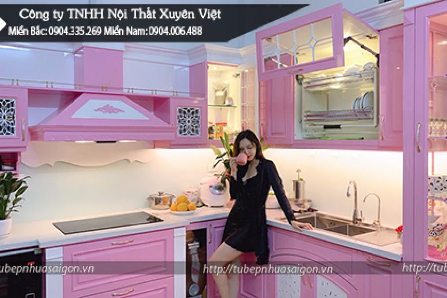   
          Tủ bếp màu hồng cổ điển thơ mộng của cho gia đình hạnh phúc