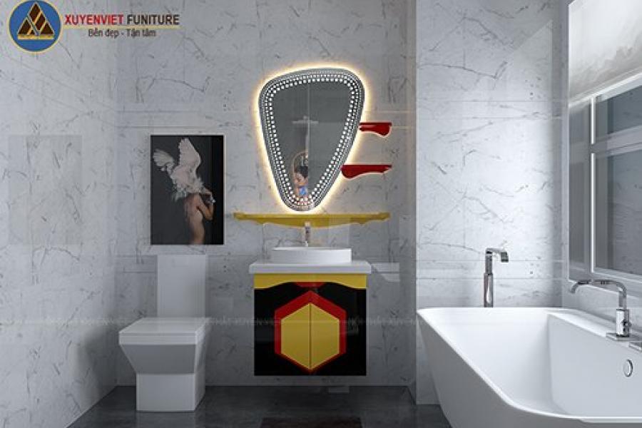   
          Thiết kế tủ lavabo treo với gương led độc đáo XVL863