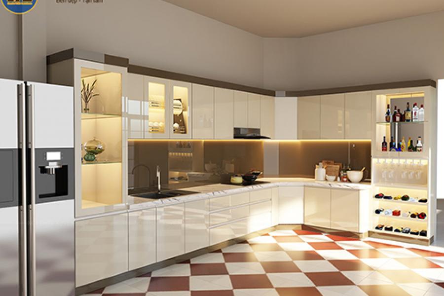   
          Thiết kế tủ bếp phủ acrylic đẳng cấp nhà cô Yến – Quận 9